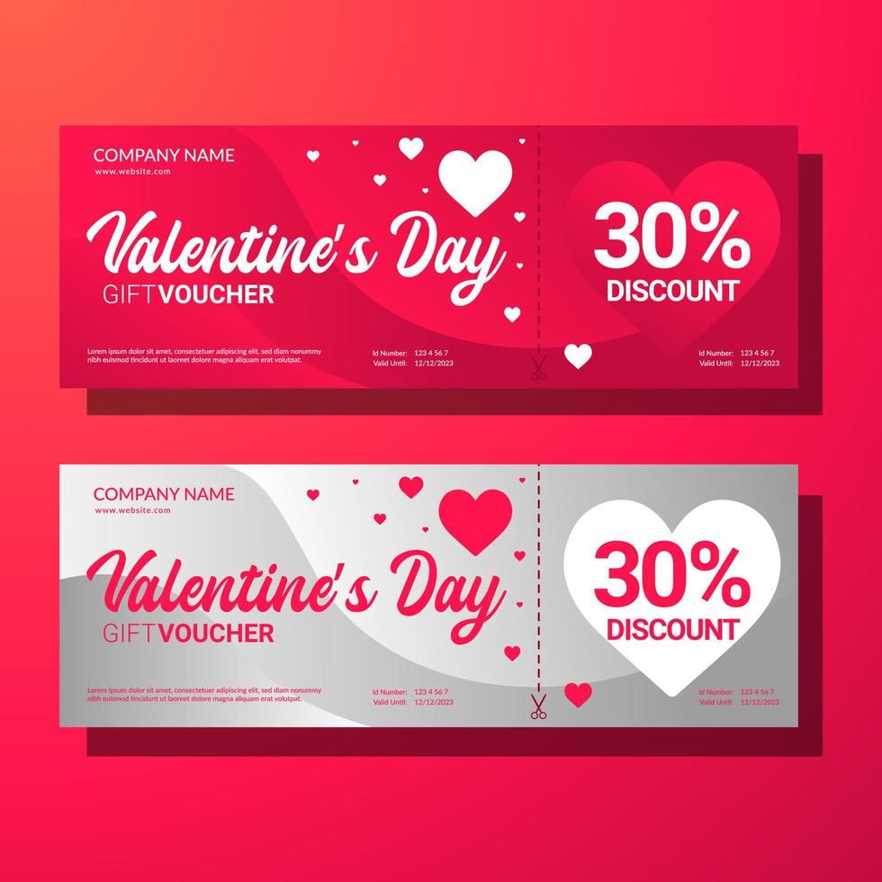 valentines day voucher gift design template with heart shaped vector Premium Vector