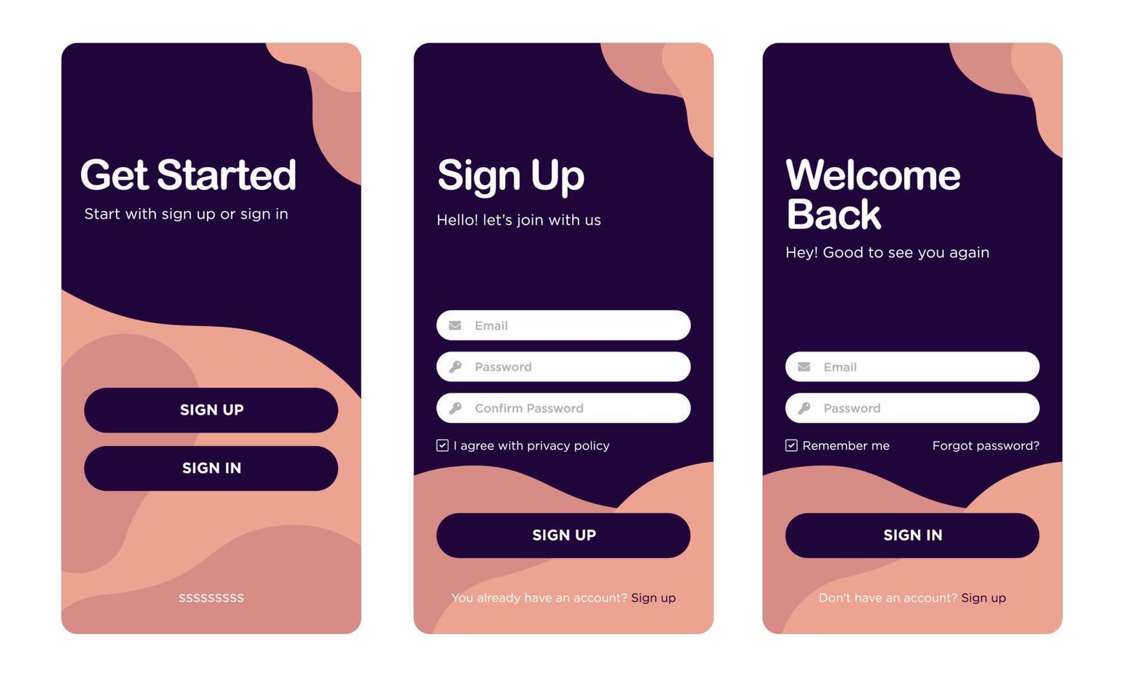 ui screen login flat concept vector