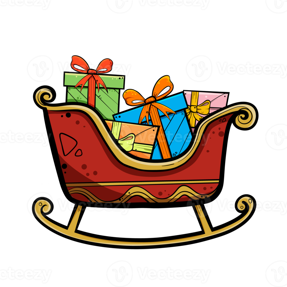 christmas sleigh with gifts png