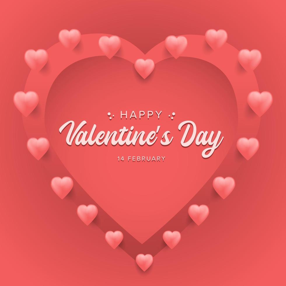 Happy valentine day background with red hearts vector premium image