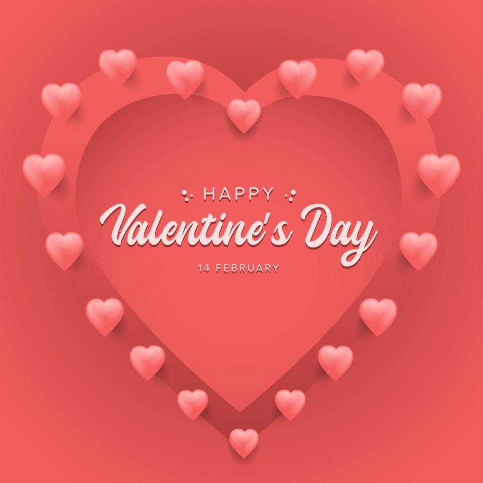 feliz día de san valentín fondo con corazones rojos vector imagen premium