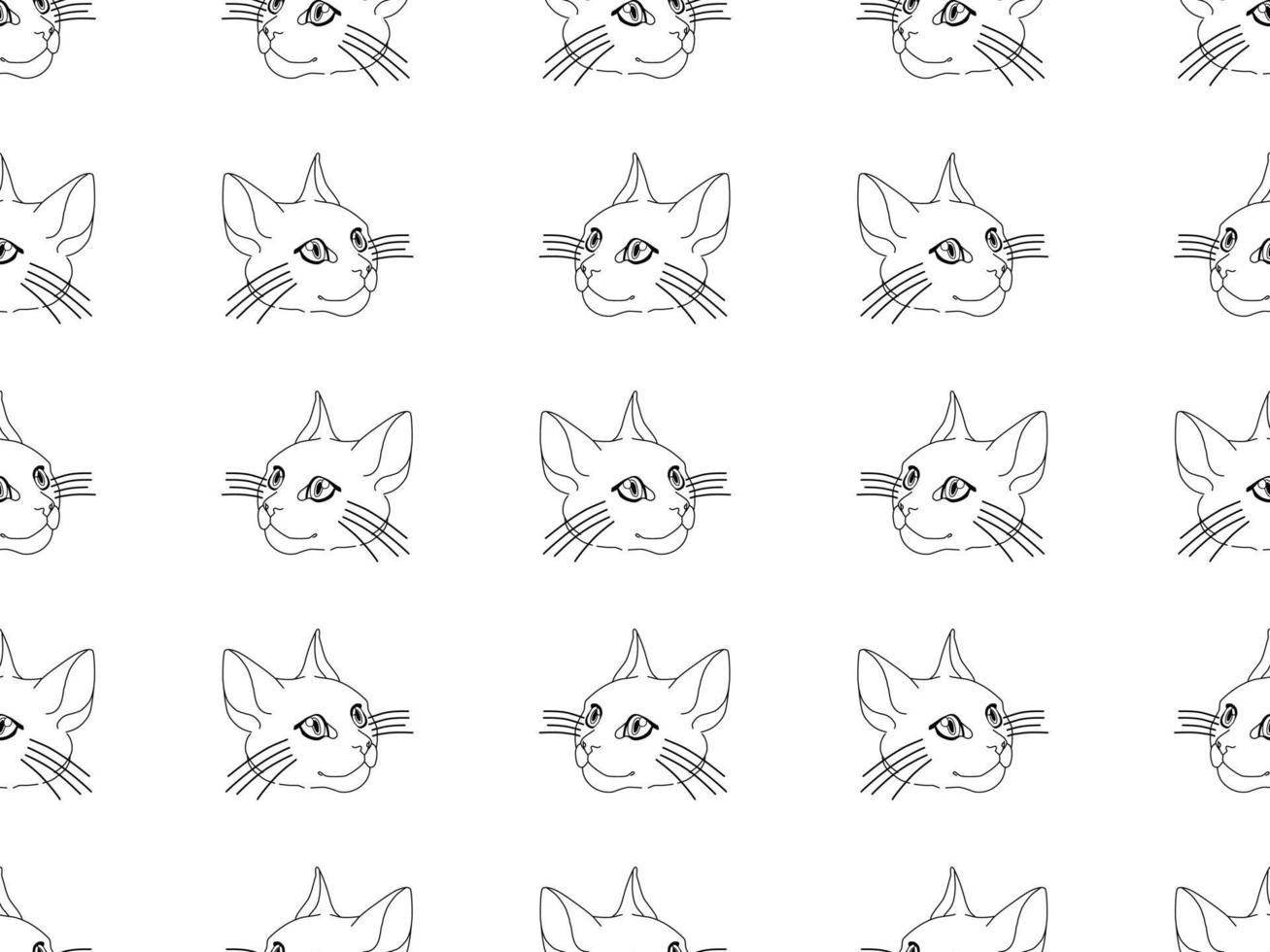 Cat cartoon character seamless pattern on white background vector