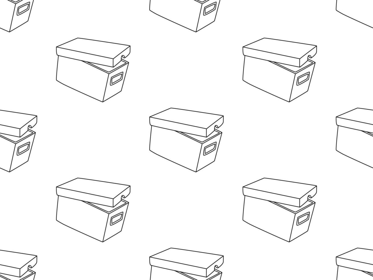 Caja personaje de dibujos animados de patrones sin fisuras sobre fondo blanco. vector