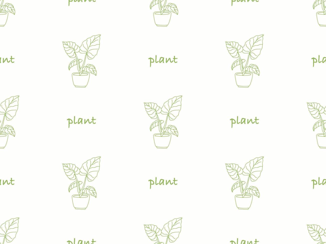 Plant cartoon character seamless pattern on white background vector