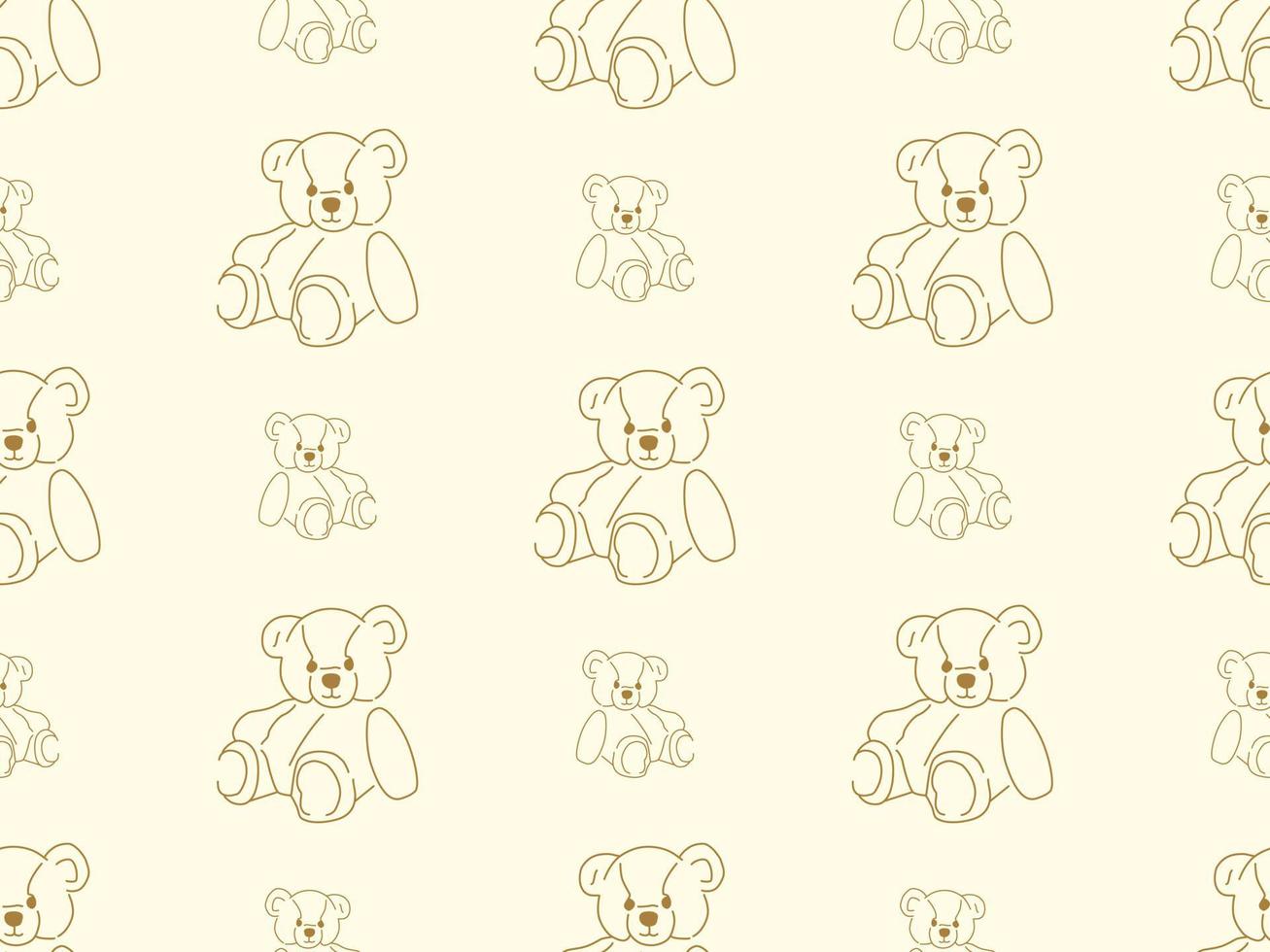 Bear cartoon character seamless pattern on orange background vector