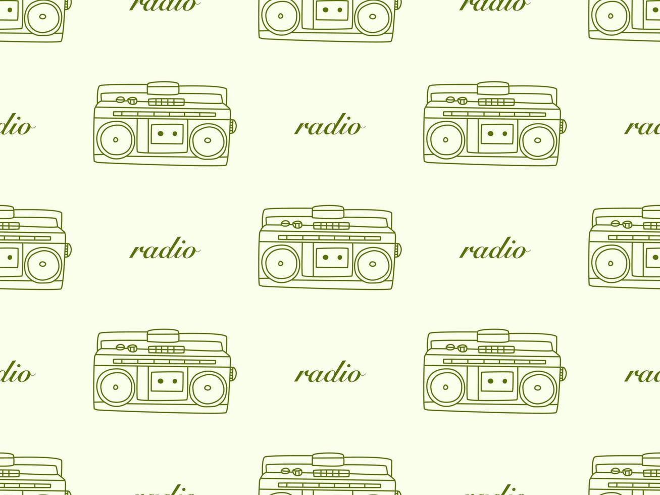 personaje de dibujos animados de radio de patrones sin fisuras sobre fondo amarillo vector