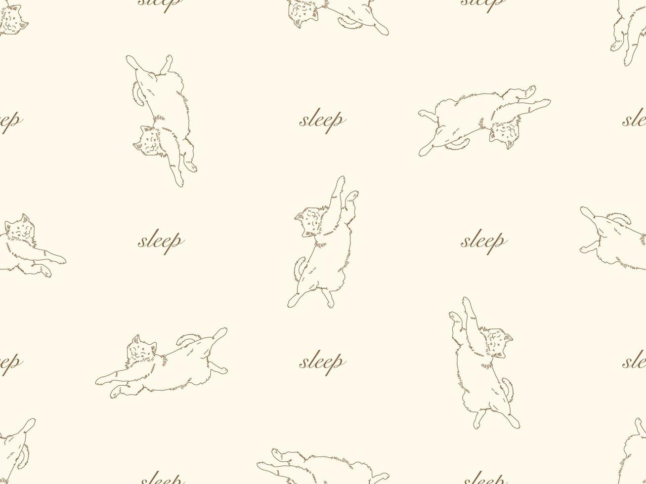 Sleep cartoon character seamless pattern on orange background vector