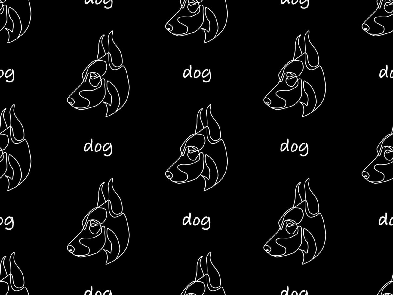 Dog cartoon character seamless pattern on black background vector