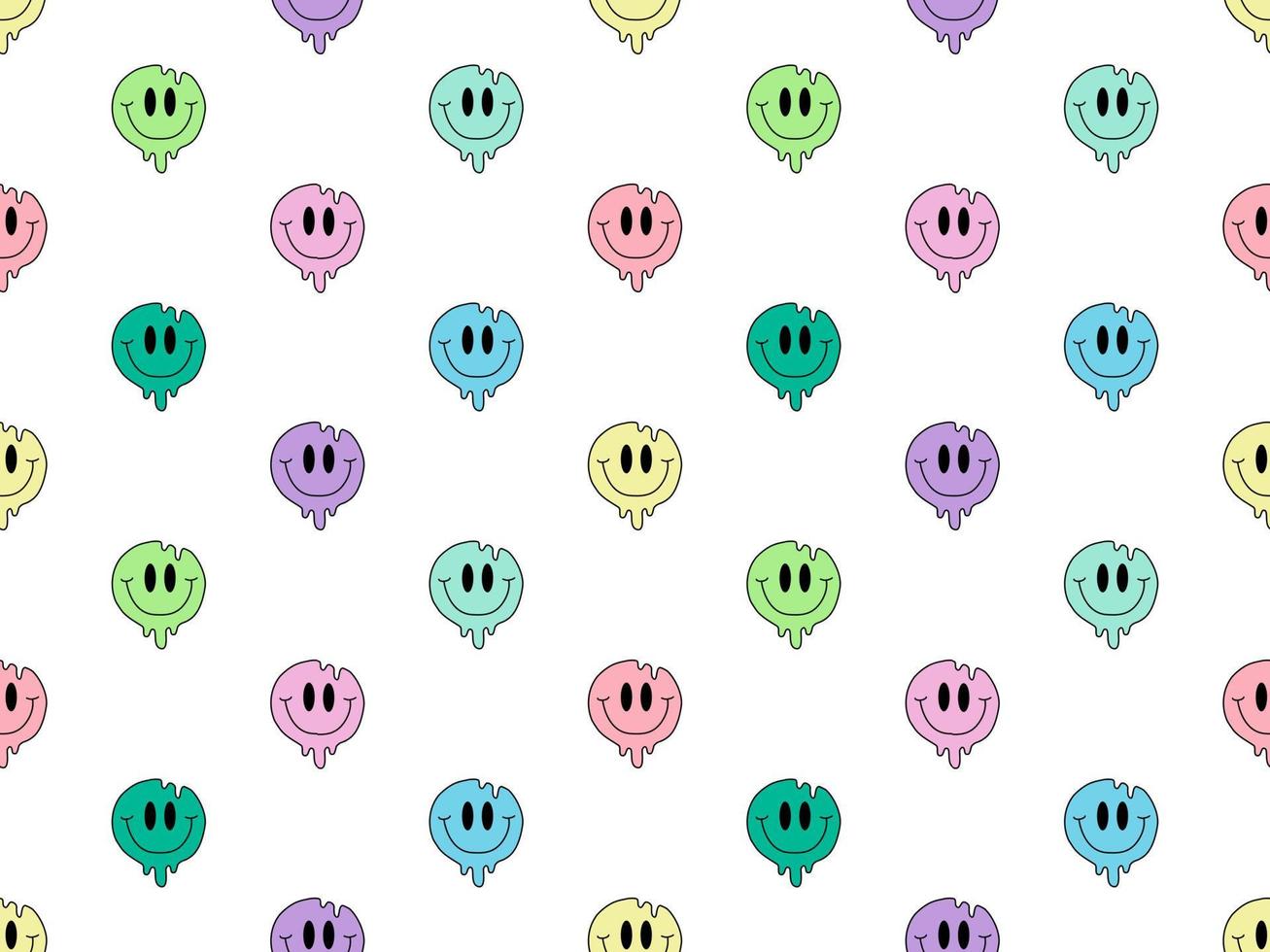 Smile cartoon character seamless pattern on white background vector