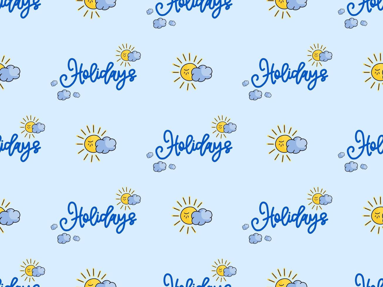 Holidays cartoon character seamless pattern on blue background vector