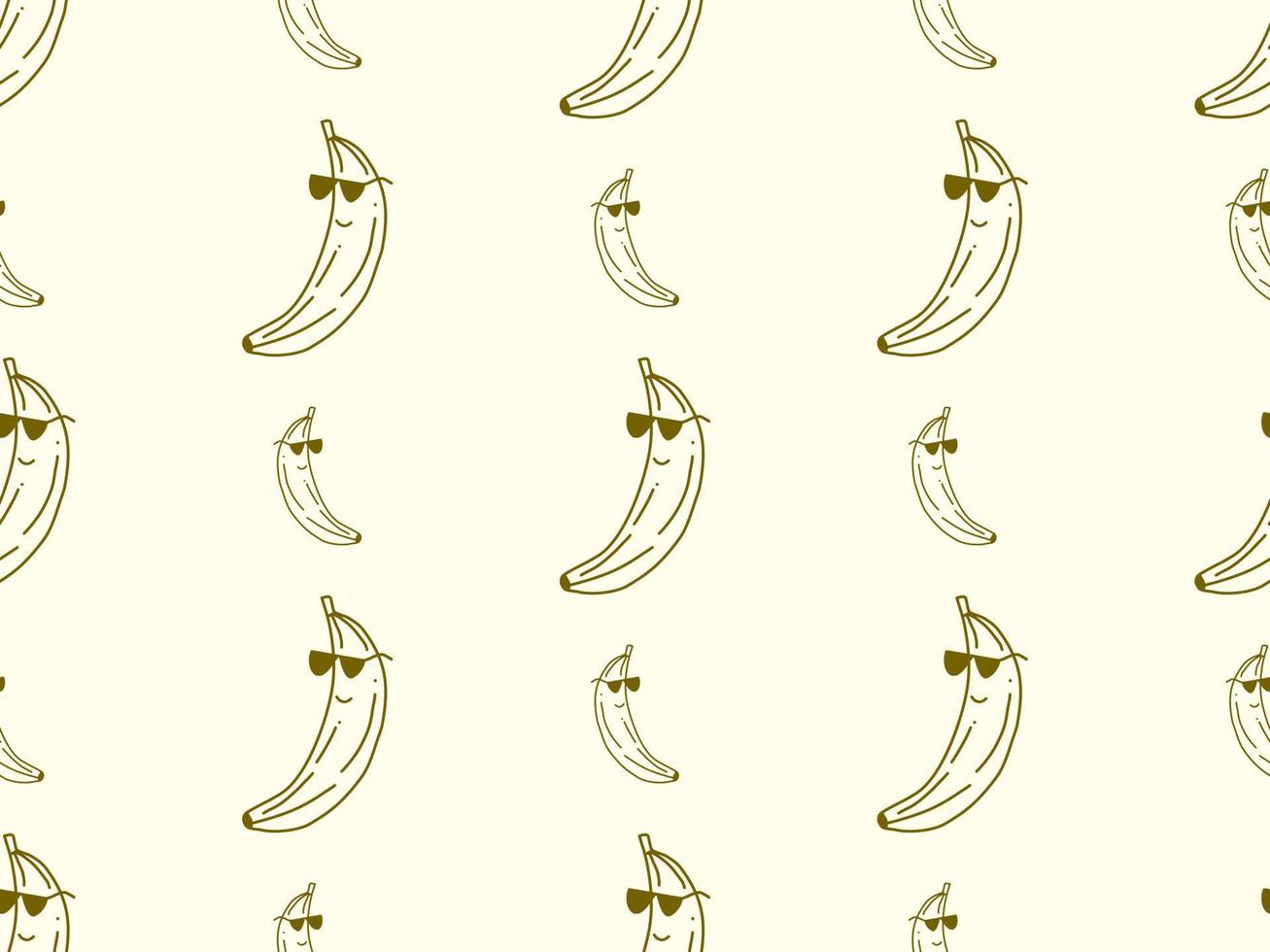 Banana cartoon character seamless pattern on yellow background vector