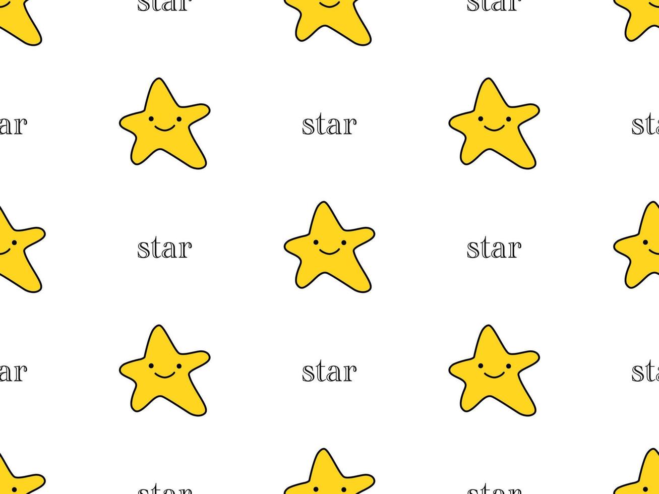 Stars cartoon character seamless pattern on white background vector