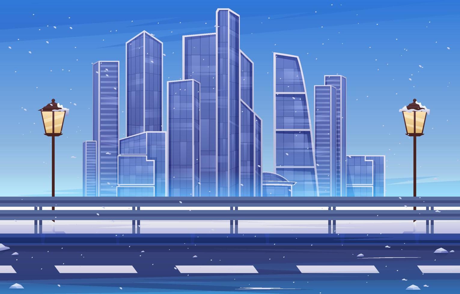 Scenery Winter City scape Background vector