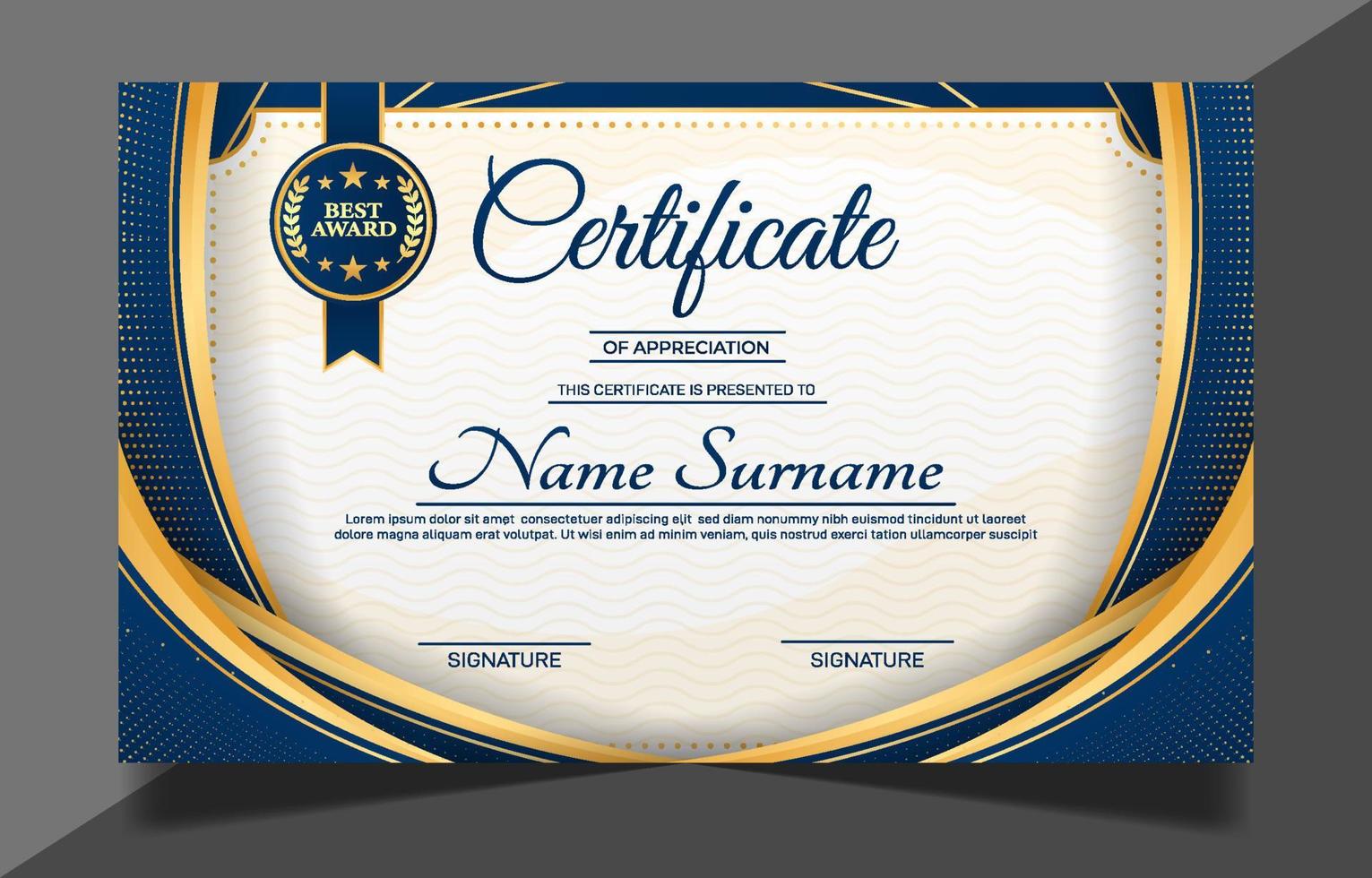 Professional Certificate Blue Template vector