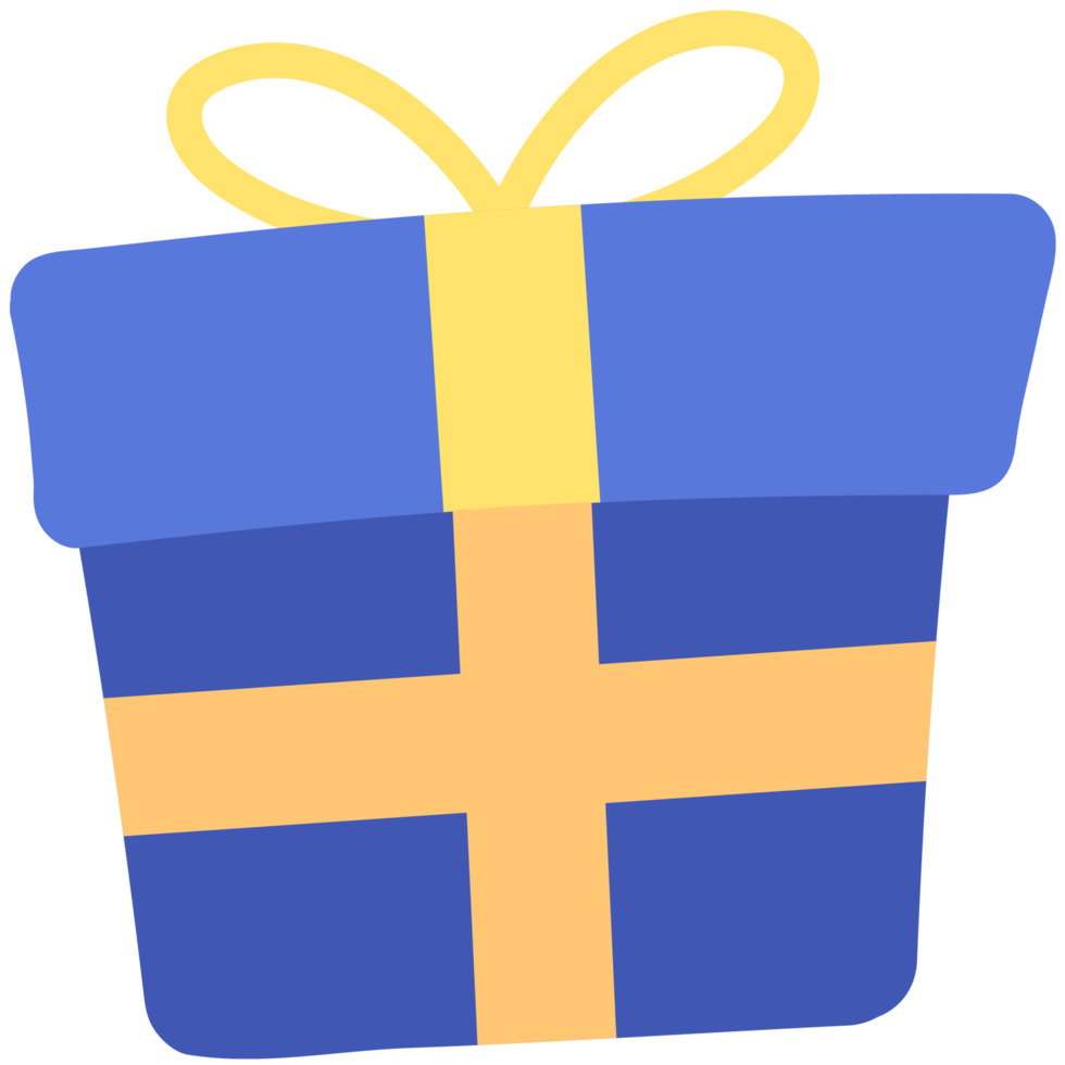 Blue gift boxes with ribbons illustration in cute cartoon style png