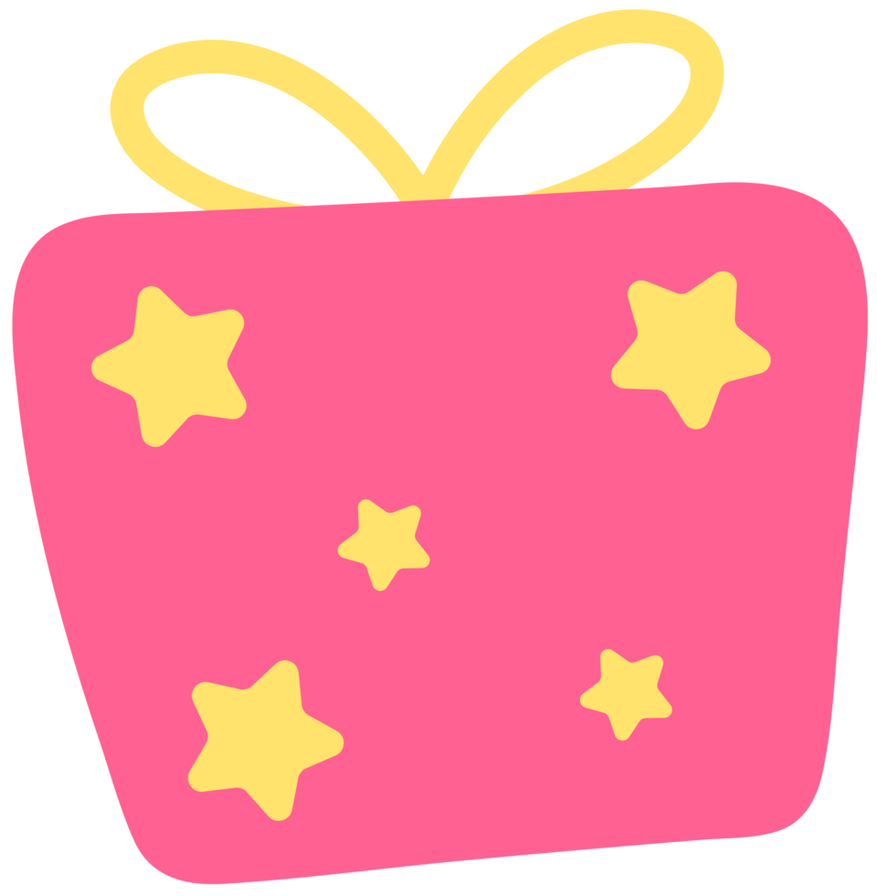 Pink gift boxes with ribbons illustration in cute cartoon style png