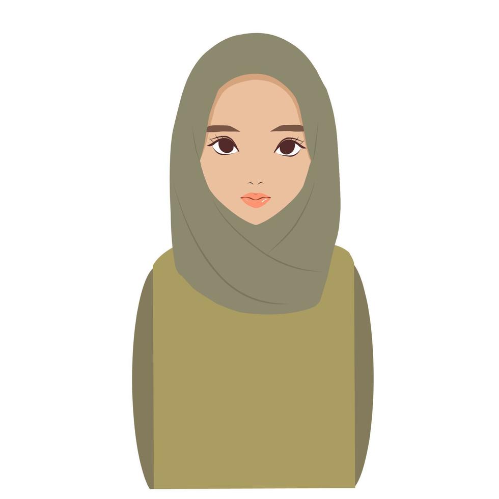 Vector icon hijab girl half body