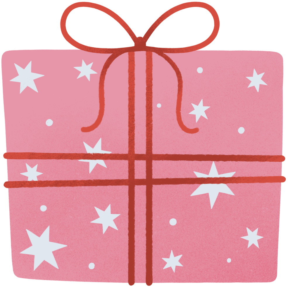 Pink gift boxes with ribbons illustration in cute cartoon style png