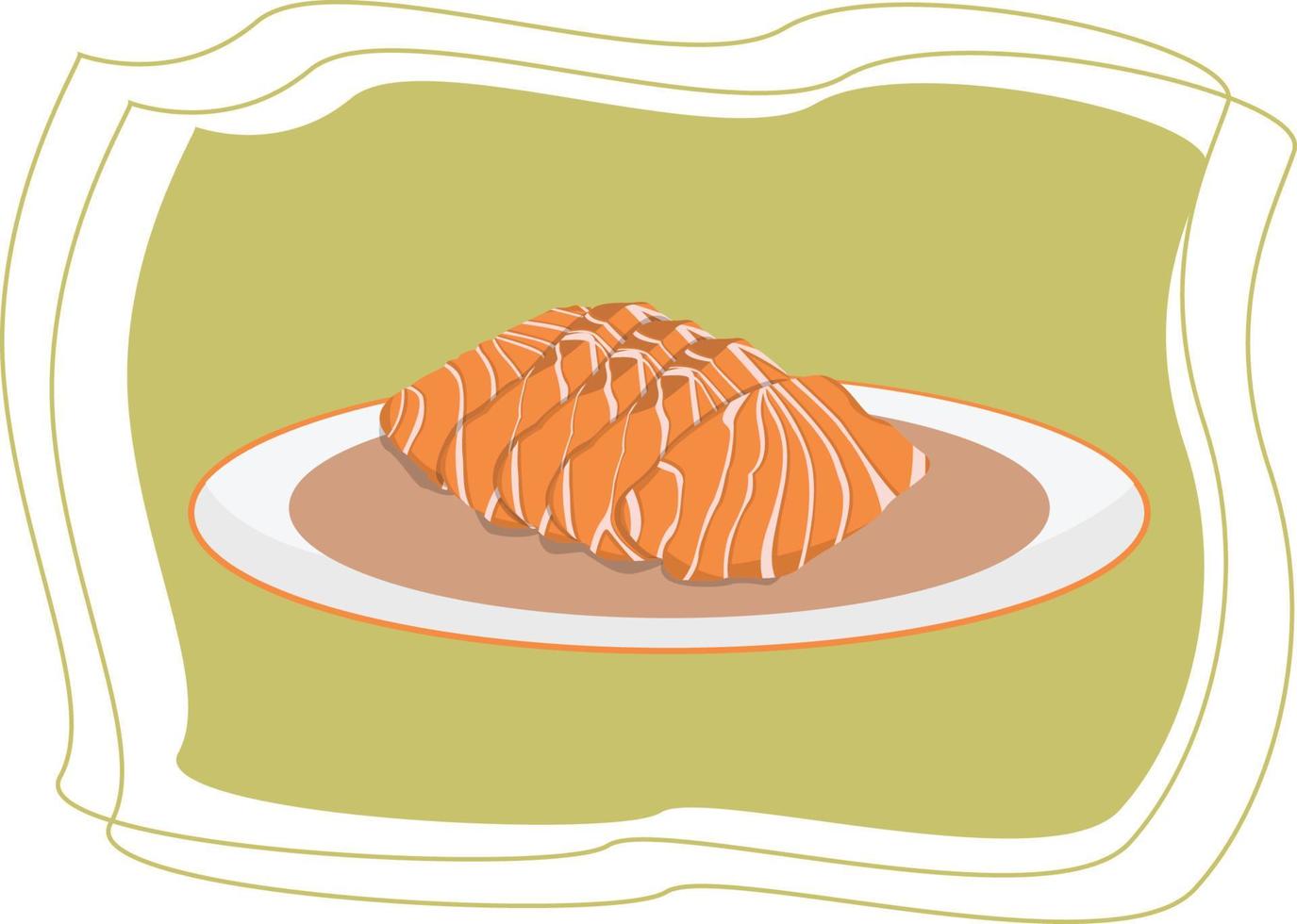 ilustración de diseño plano de comida asiática sashimi vector