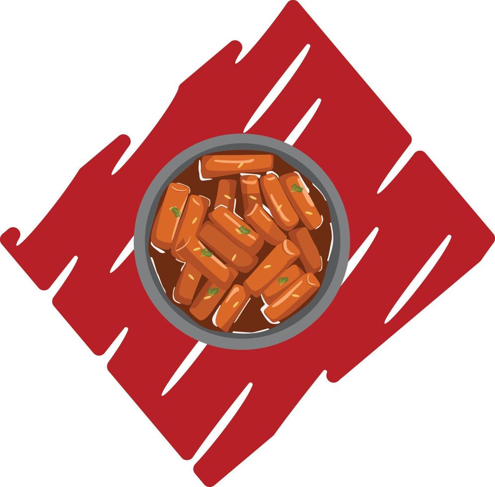 tteokbokki cocina asiática diseño plano ilustración vector