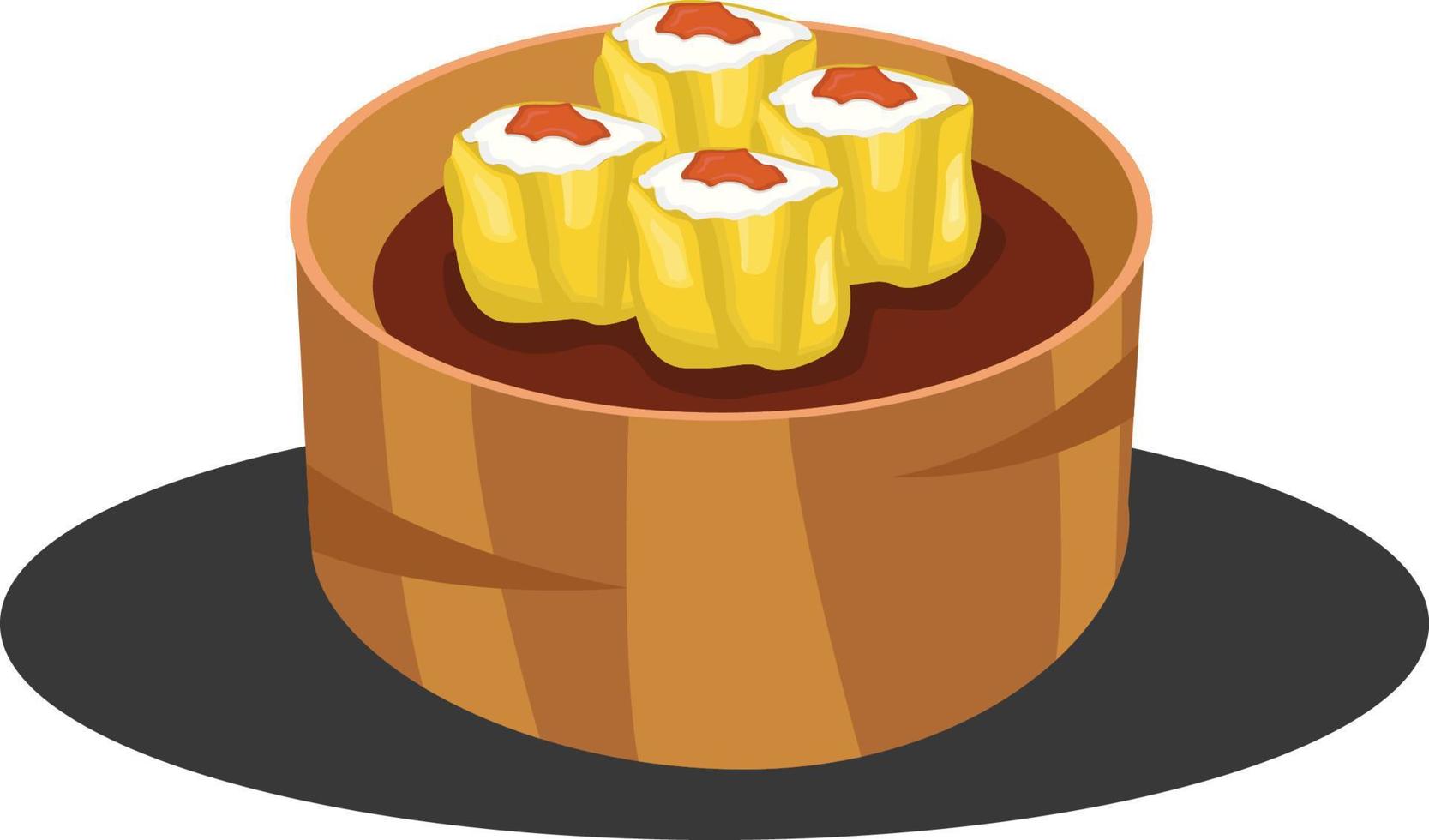 ilustración de diseño plano de comida asiática dimsum vector