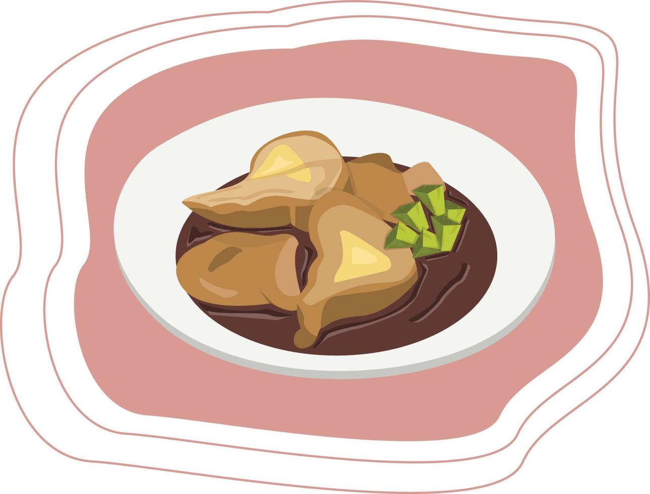 ilustración de diseño plano de comida asiática pempek vector