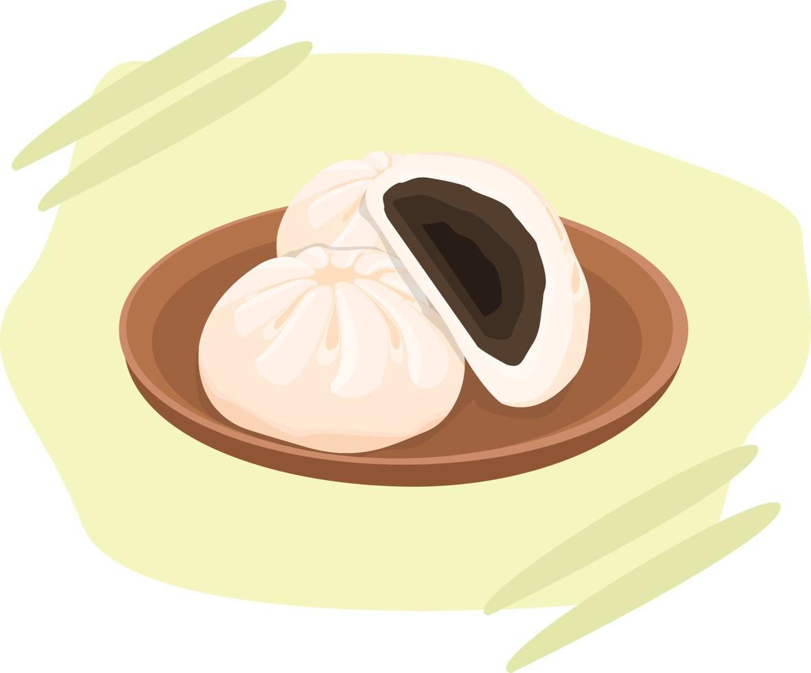 bakpao asian food flat design illustration vector