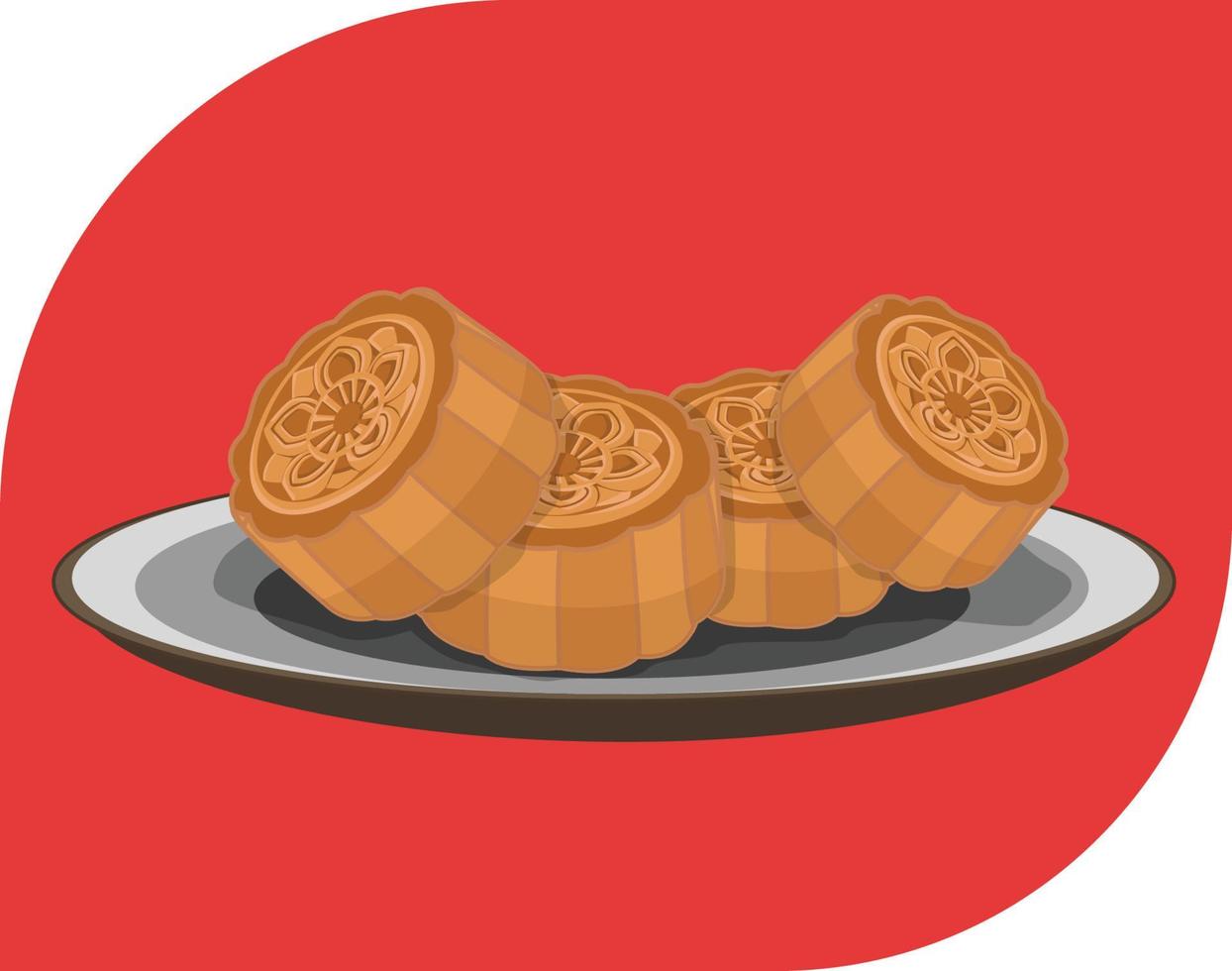 ilustración de diseño plano de comida asiática mooncake vector