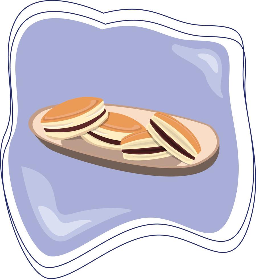 ilustración de diseño plano de comida asiática dorayaki vector