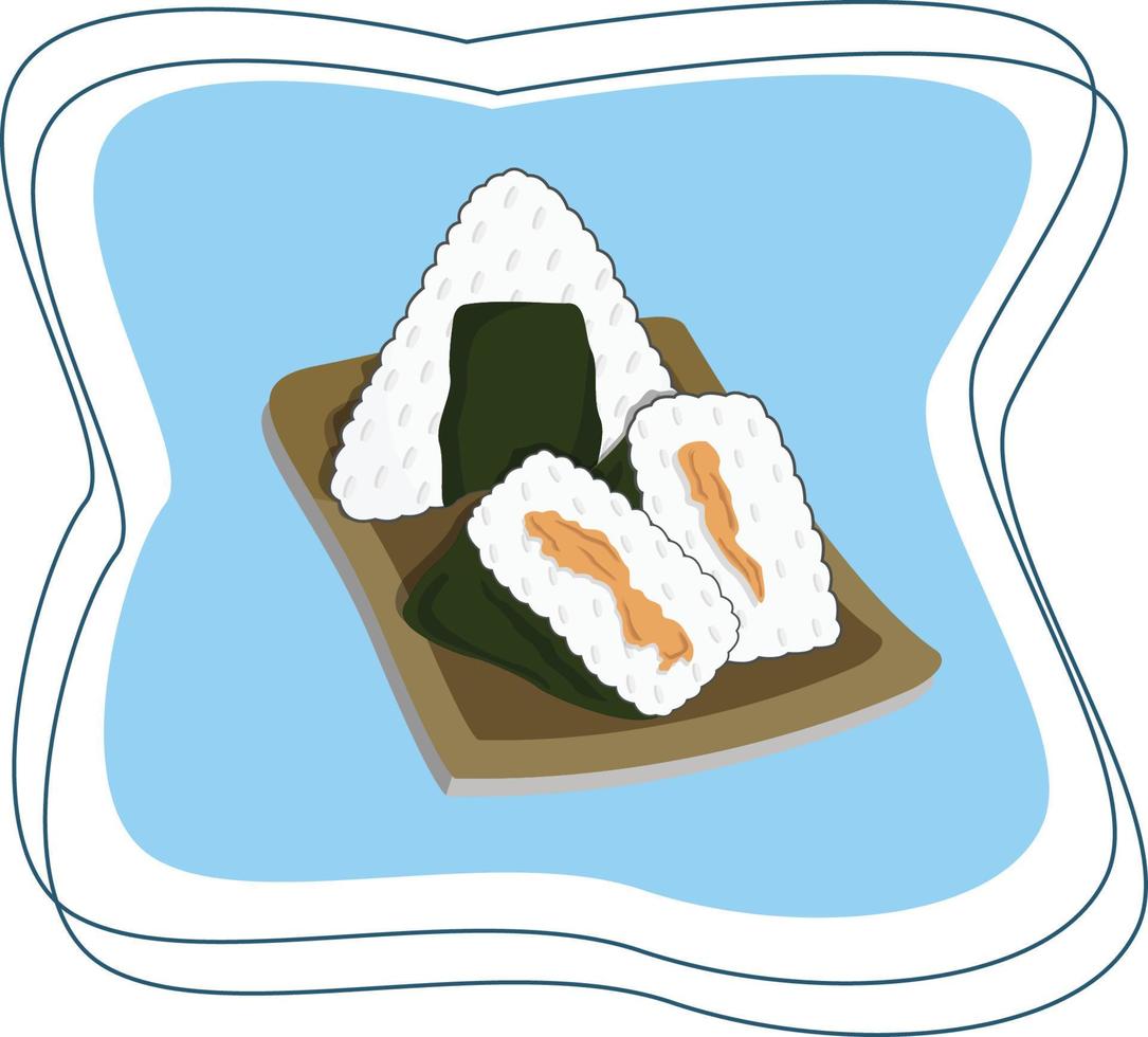 ilustración de diseño plano de comida asiática onigiri vector