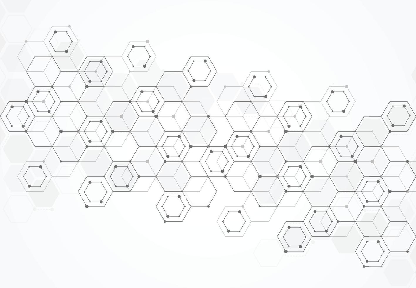 Abstract science template. Technology lines and dots connection background. Wallpaper or banner with a DNA molecules. Vector illustration