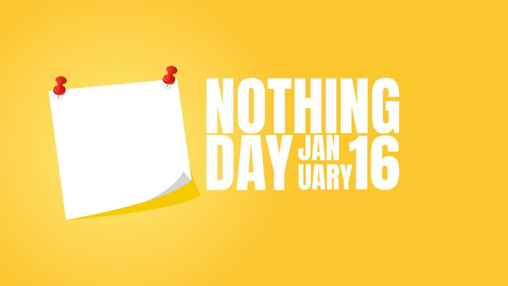 National nothing day stick note paper celebration copy space background vector flat style. Suitable for poster, cover, web, social media banner.