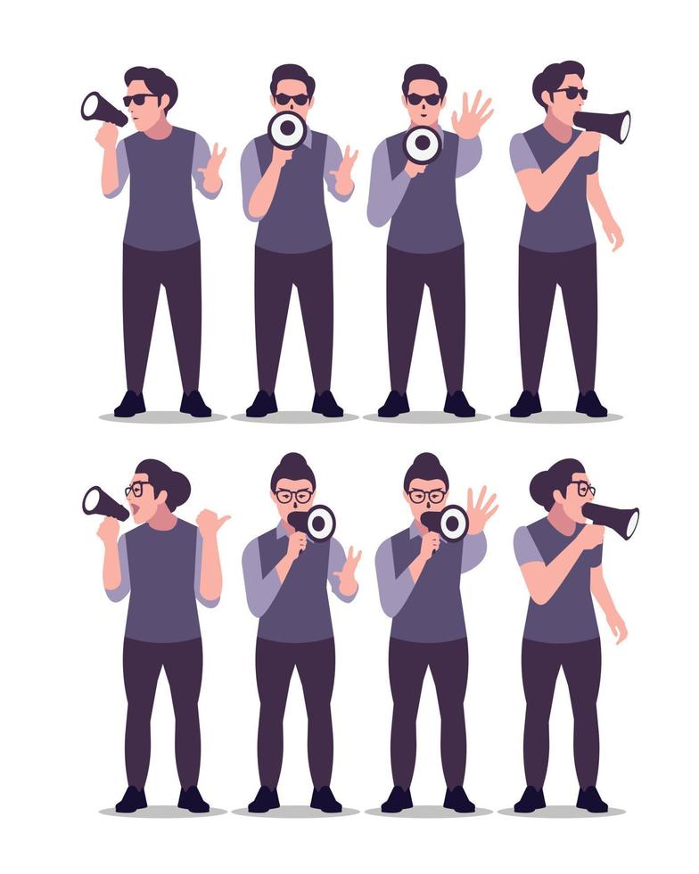 megaphone vector is the design of several people using a loudspeaker for a specific purpose