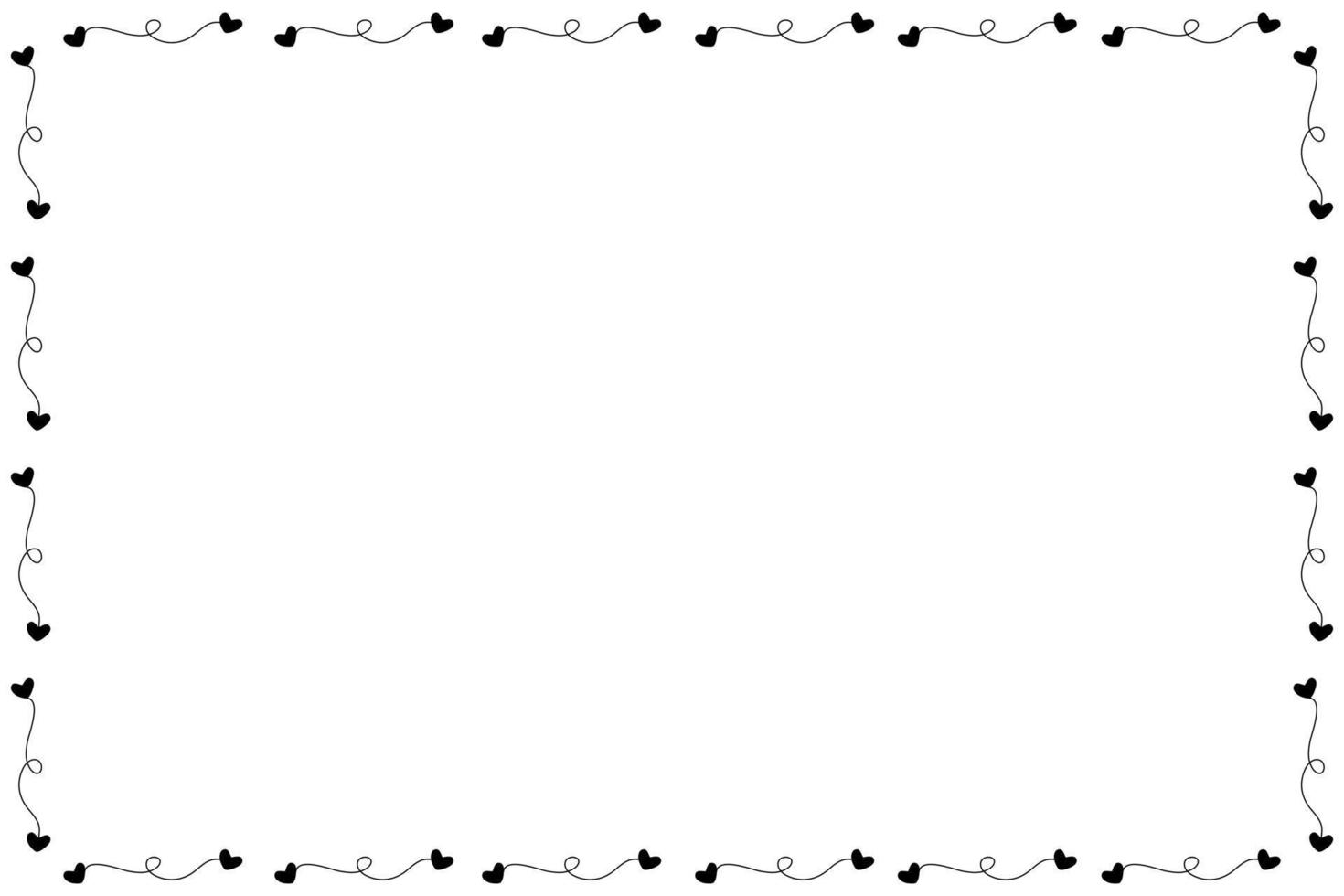 vector - linda frontera. línea negra con mini corazones sobre fondo blanco. se puede usar para cualquier tarjeta, impresión, papel, web, pancarta, folleto. copie el espacio para cualquier diseño de texto.