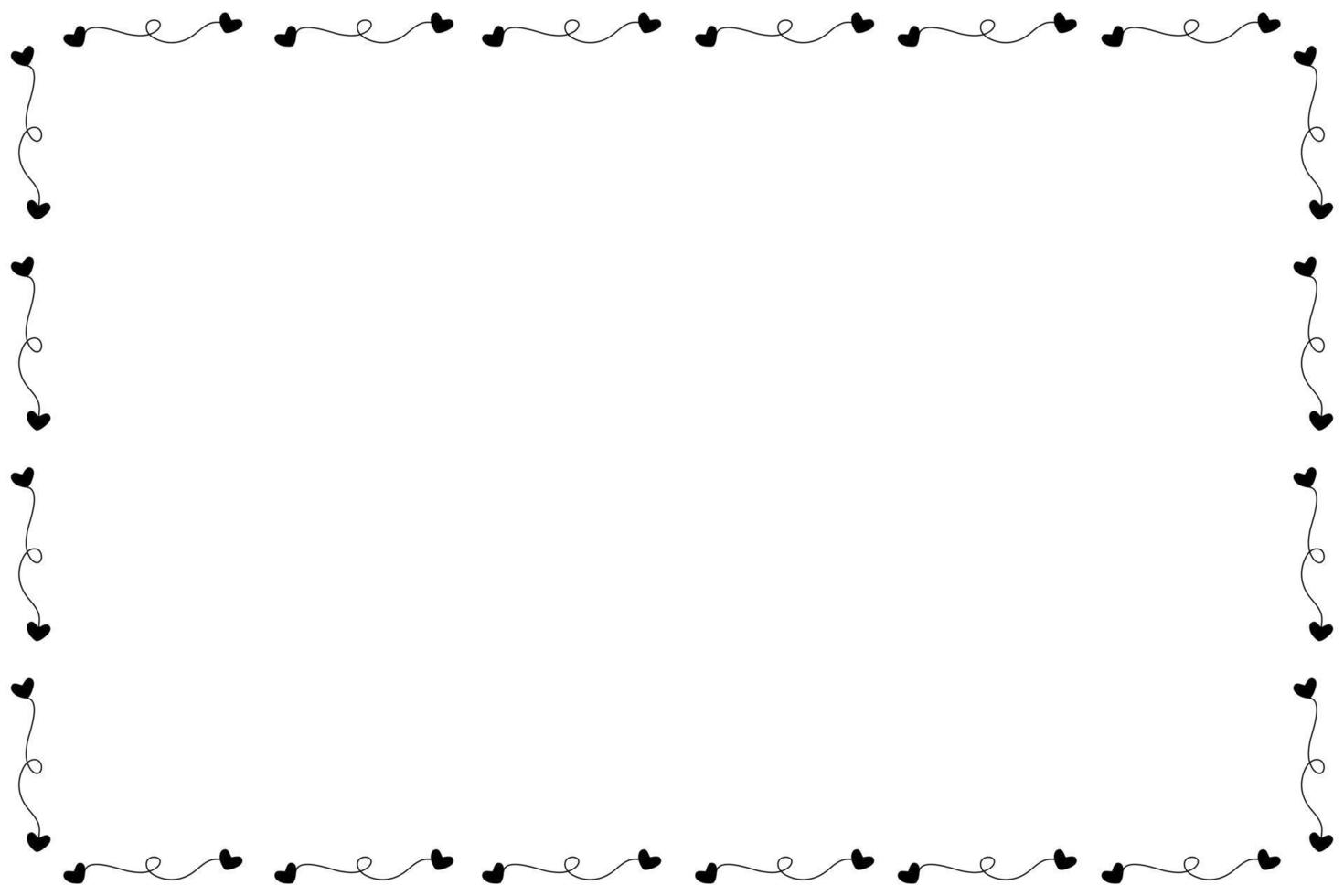 Vector - Cute border. Black line with mini hearts on white background. Can be use for any card, print, paper, web, banner, brochure. Copy space for any text design.