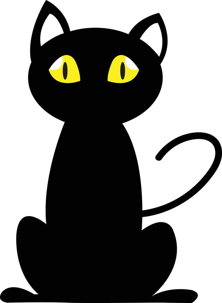 dibujos animados vector halloween gato negro ojo amarillo.