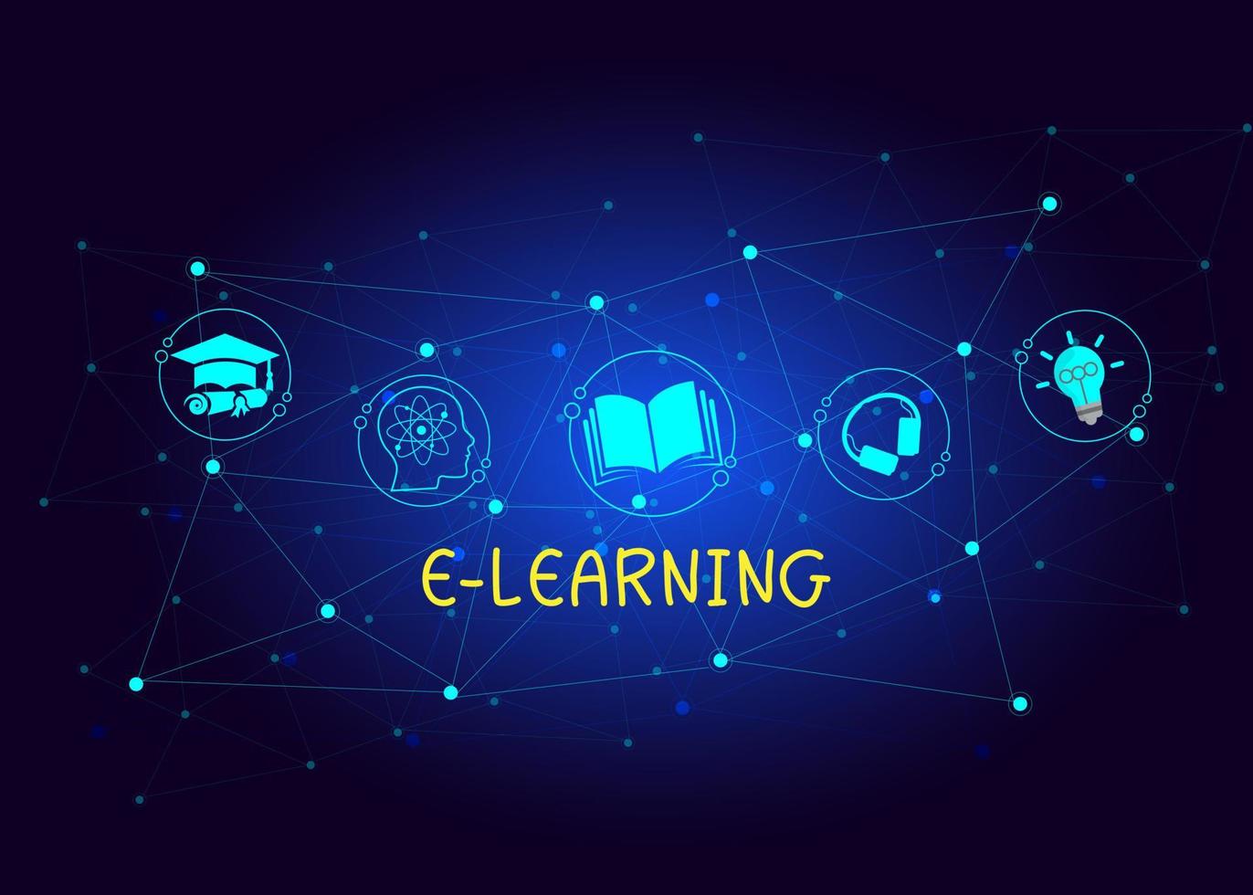 e-learning education concept online learning with webinars, video tutorials, internet lessons vector