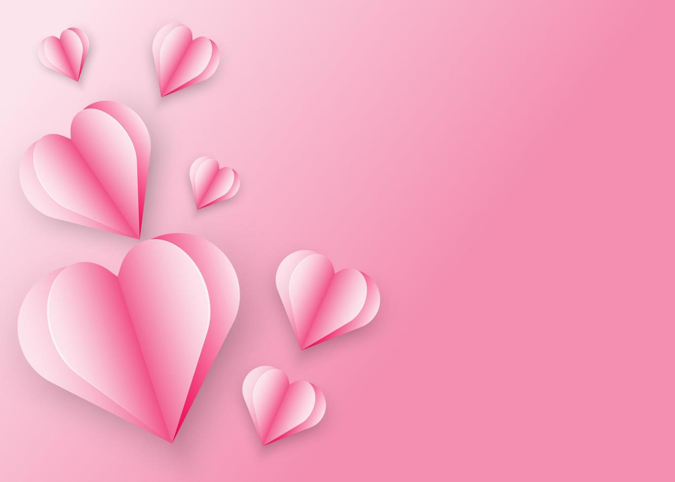 diseño de postal de amor en forma de papel para san valentín con fondo rosa vector