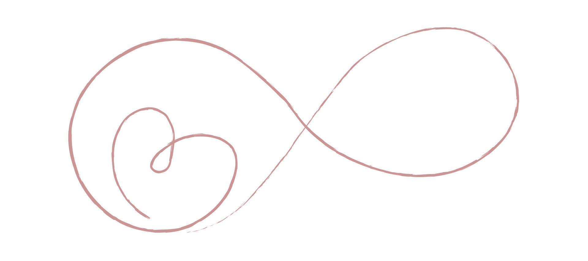 líneas finas rojas dos corazones aman símbolo infinito sobre fondo blanco - vector