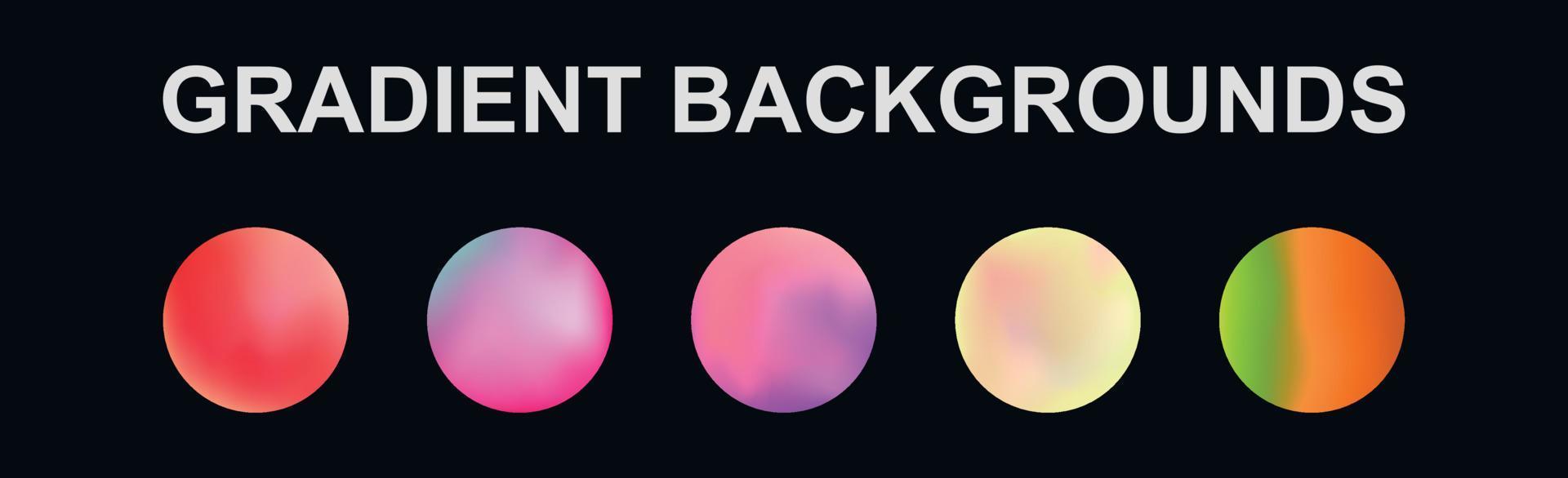 Set of 5 different gradient texture backgrounds - Vector