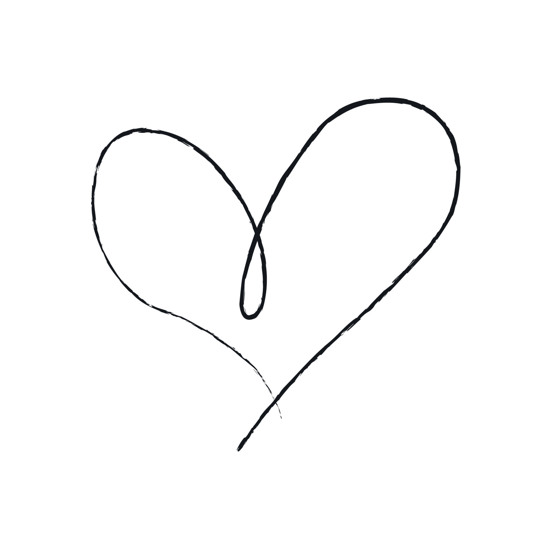 Hand sketch drawing black line heart, Love doodle isolated on white ...