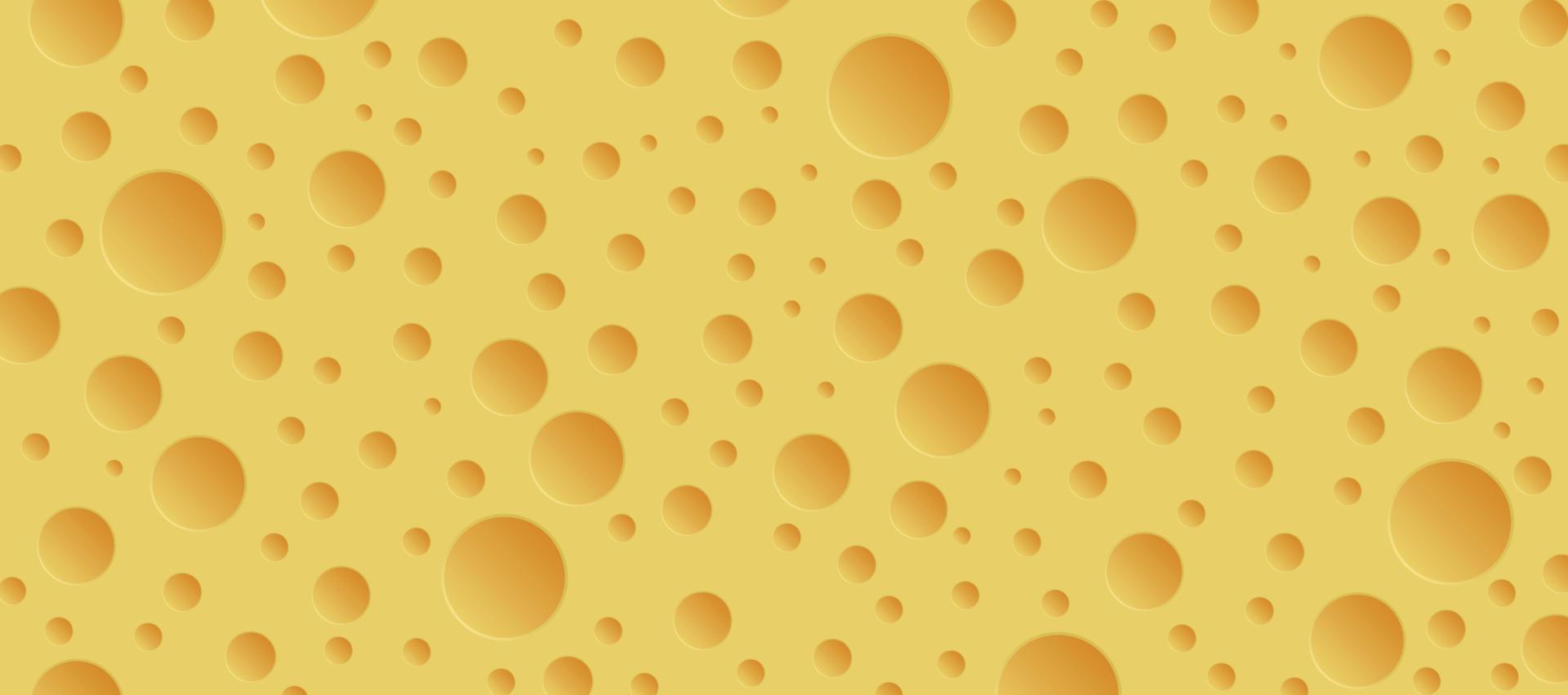 queso amarillo con fondo de textura panorámica de agujeros - vector