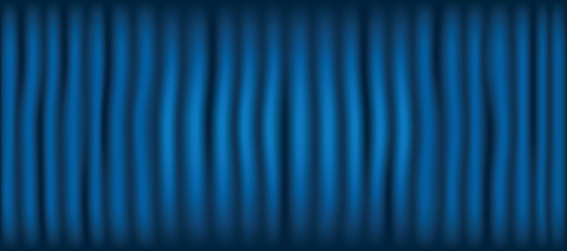 Blue theater curtain, panoramic background template - Vector