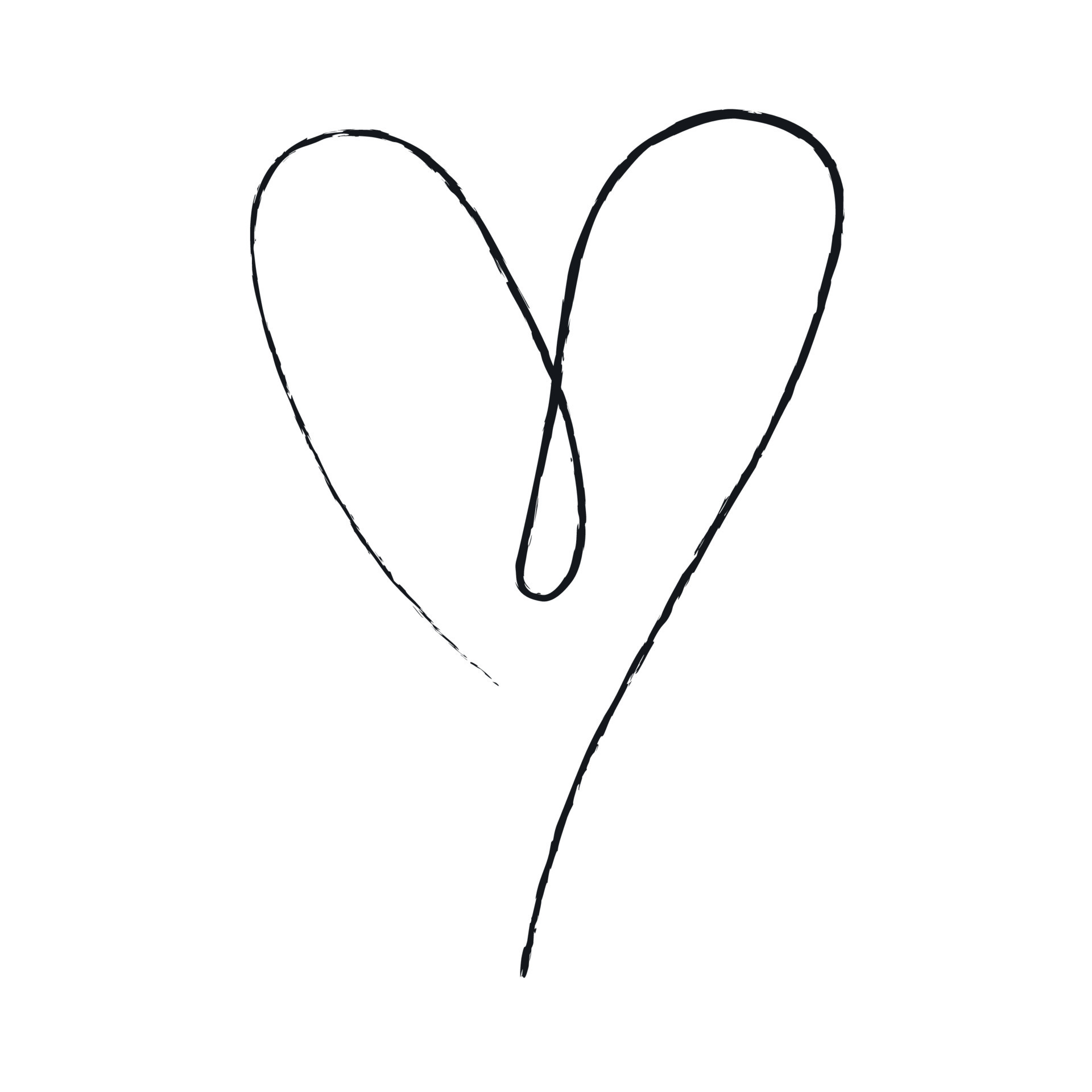 Hand sketch drawing black line heart, Love doodle isolated on white ...