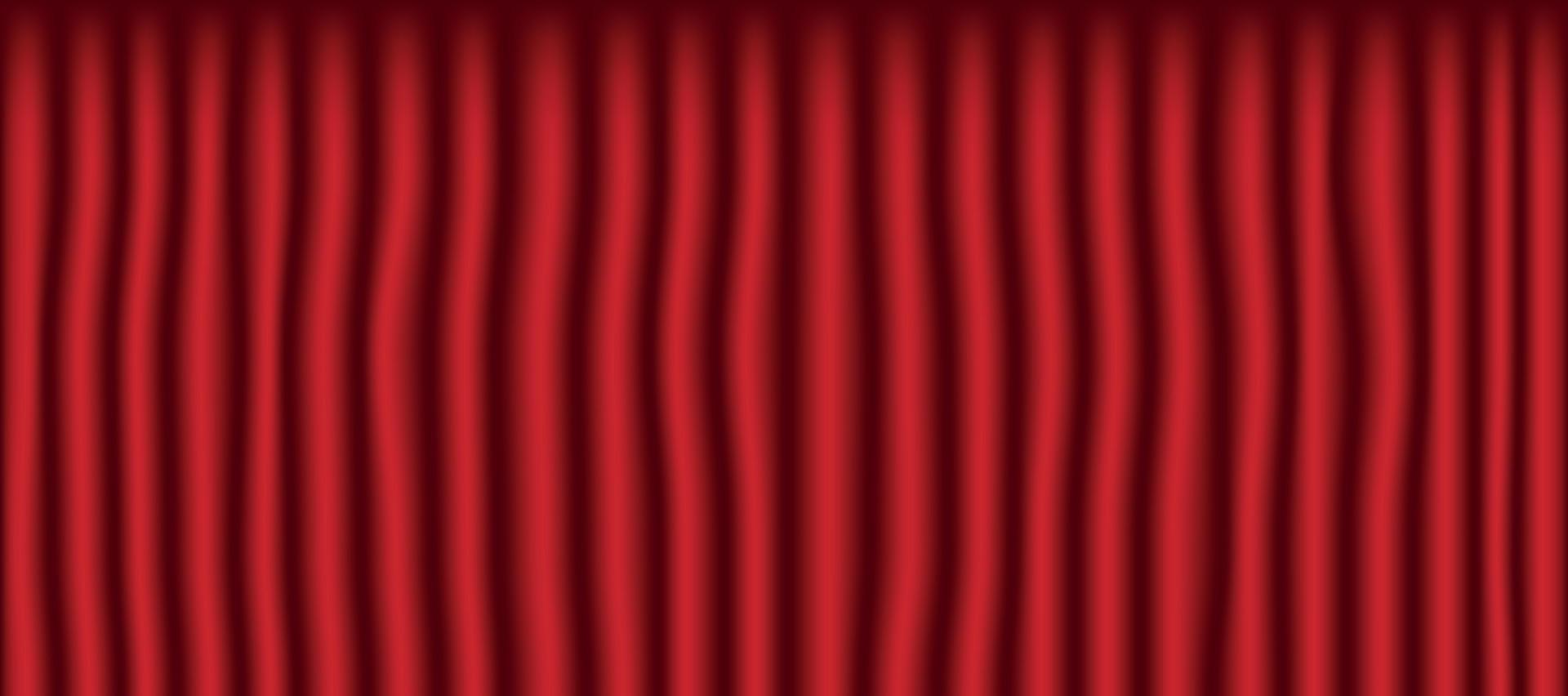 Red theater curtain, panoramic background template - Vector