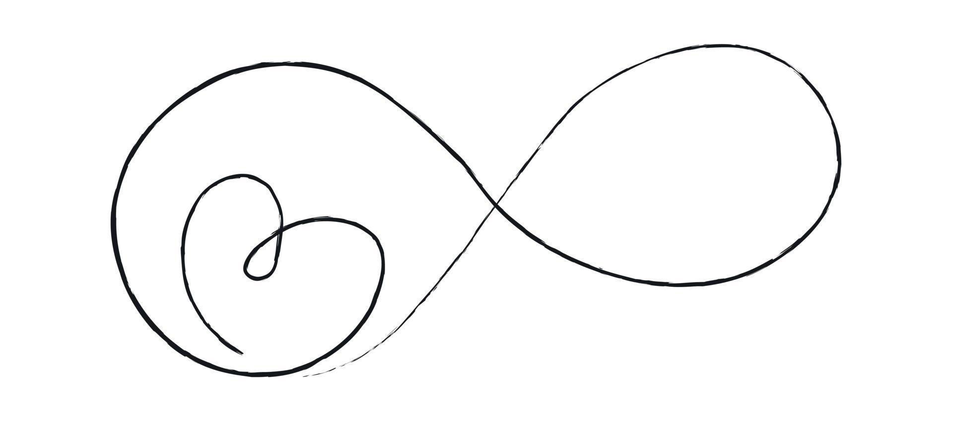 Black thin lines two hearts love infinity symbol on white background - Vector