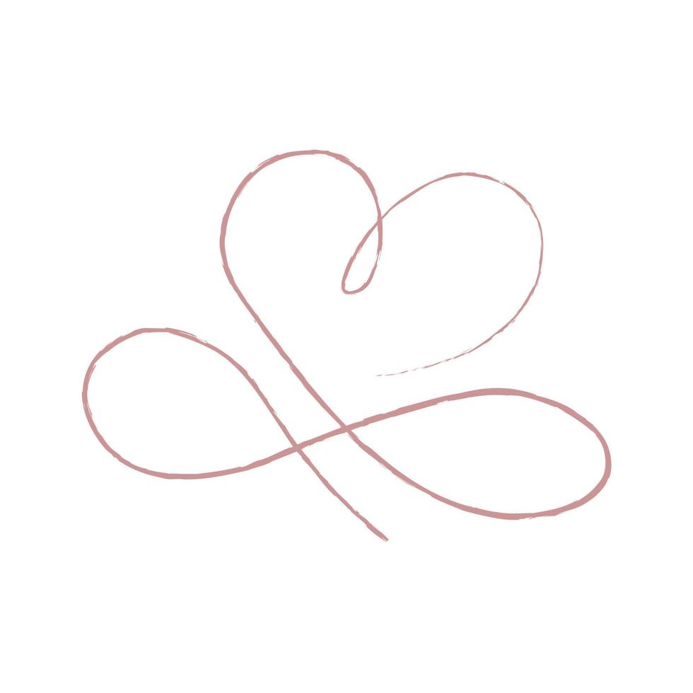 líneas finas rojas dos corazones aman símbolo infinito sobre fondo blanco - vector