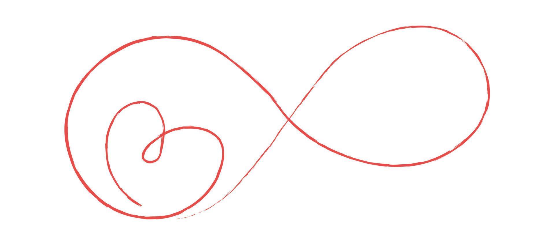 Pink thin lines two hearts love infinity symbol on white background - Vector