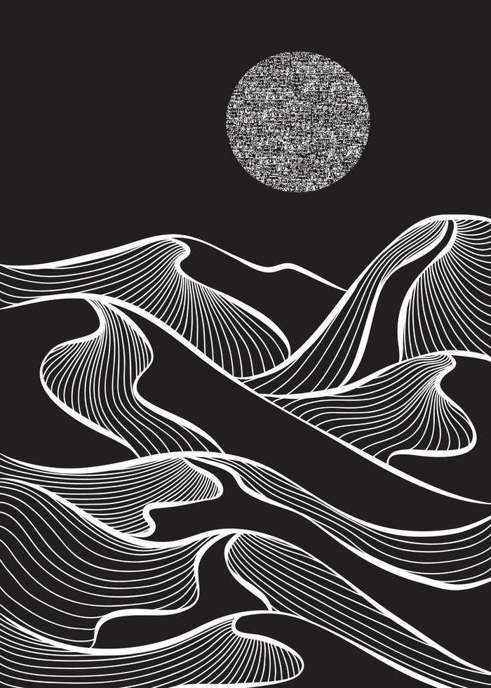 Japanese background with line wave pattern vector. Abstract template