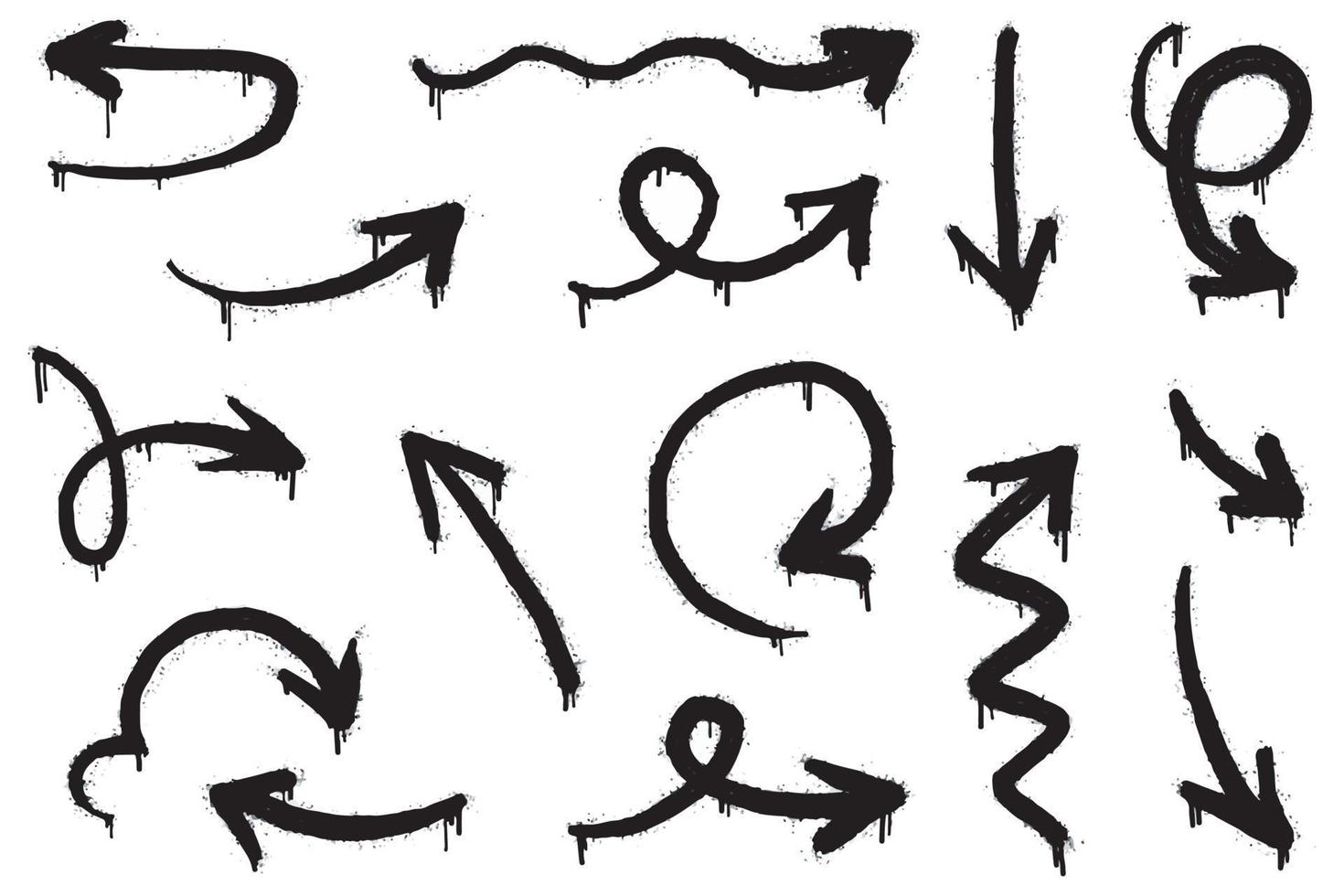 collection of Spray painted graffiti Arrow in black over white